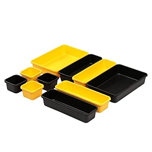 cutting edge interlocking drawer organizer set of 10 black amp yellow