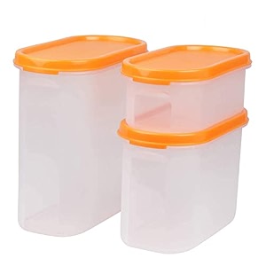cutting edge anti-bacterial modular container orange lid set of 3