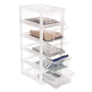 cutting edge 5 layer plastic modular drawer storage set small transparent
