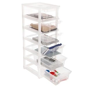 cutting edge 6 layer plastic modular drawer storage set small transparent