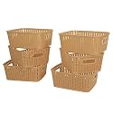 Cutting EDGE Multipurpose Sturdy Woven Storage Baskets Organiser for Kitchen, Office, Stationary, Cosmetics - Beige (Set of 6, Medium)
