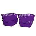 Cutting EDGE Multipurpose Sturdy Woven Storage Baskets Organiser for Kitchen, Office, Stationary, Cosmetics - Purple (Set of 4, Large)
