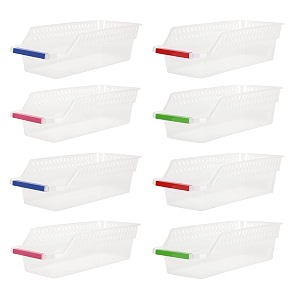 cutting edge fridge space saver basket food storage organizer rack for fruits vegetable and egg  white- clear pack of 8 made in india egg baket