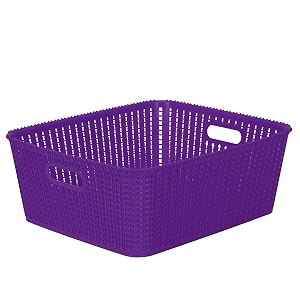 cutting edge woven storage basket with handle medium-set of 1purple