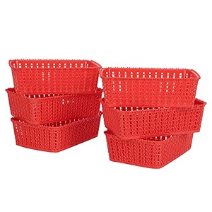 cutting edge plastic woven storage basket miniset of 6red