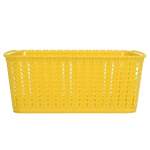 cutting edge plastic woven storage basket with handle small-set of 1yellow