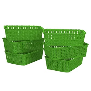 cutting edge plastic woven storage basket miniset of 6green