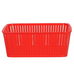 cutting edge plastic woven storage basket with handle mediumset of 1red