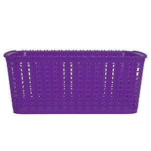 cutting edge plastic woven storage basket with handle small-set of 1purple