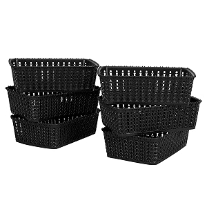 cutting edge plastic woven storage basket miniset of 6black