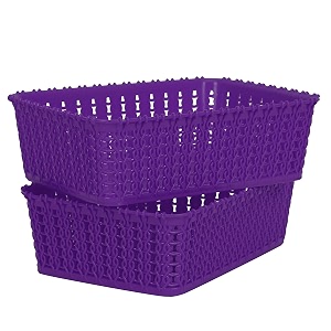 cutting edge plastic woven storage basket miniset of 2purple