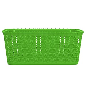 cutting edge plastic woven storage basket with handle smallset of 1green