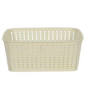 cutting edge plastic woven storage basket with handle smallset of 1white