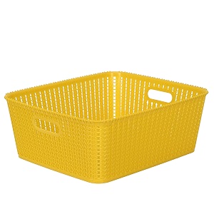 cutting edge woven storage basket with handle medium-set of 1yellow