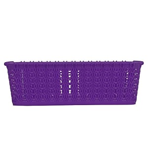 cutting edge plastic woven storage basket miniset of 1purple