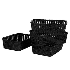 cutting edge plastic woven storage basket miniset of 4black