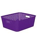 Cutting EDGE Woven Storage Basket with Handle Medium-Set of 1,Purple