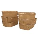Cutting EDGE Plastic Woven Storage Basket Mini(Set of 6,Beige)