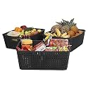 Cutting EDGE Plastic Woven Storage Basket with Handle Medium-Set of 3,Black