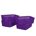 Cutting EDGE Plastic Woven Storage Basket Mini(Set of 4,Purple)