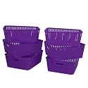 Cutting EDGE Woven Storage Basket with Handle Medium-Set of 6,Purple