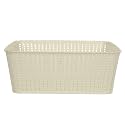 Cutting EDGE Plastic Woven Storage Basket with Handle Medium-Set of 1,White