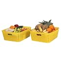Cutting EDGE Woven Storage Basket with Handle Medium-Set of 2,Yellow