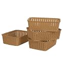 Cutting EDGE Plastic Woven Storage Basket Mini(Set of 4,Beige)