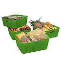Cutting EDGE Plastic Woven Storage Basket with Handle Medium-Set of 4,Green