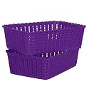 Cutting EDGE Plastic Woven Storage Basket Mini(Set of 2,Purple)