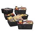 Cutting EDGE Plastic Woven Storage Basket with Handle Medium-Set of 6,Black
