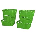 Cutting EDGE Plastic Woven Storage Basket with Handle Small(Set of 6,Green)