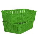 Cutting EDGE Plastic Woven Storage Basket Mini(Set of 2,Green)