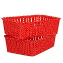 Cutting EDGE Plastic Woven Storage Basket Mini(Set of 2,Red)