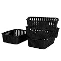 Cutting EDGE Plastic Woven Storage Basket Mini(Set of 4,Black)