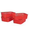 Cutting EDGE Plastic Woven Storage Basket Mini(Set of 4,Red)