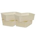 Cutting EDGE Plastic Woven Storage Basket Mini(Set of 4,White)