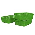 Cutting EDGE Plastic Woven Storage Basket Mini(Set of 3,Green)