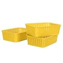 Cutting EDGE Plastic Woven Storage Basket Mini(Set of 3,Yellow)
