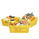Cutting EDGE Woven Storage Basket with Handle Medium-Set of 3,Yellow