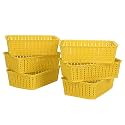 Cutting EDGE Plastic Woven Storage Basket Mini(Set of 6,Yellow)