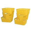 Cutting EDGE Plastic Woven Storage Basket with Handle Small-Set of 6,Yellow