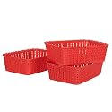 Cutting EDGE Plastic Woven Storage Basket Mini(Set of 3,Red)