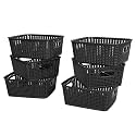 Cutting EDGE Plastic Woven Storage Basket with Handle Small(Set of 6,Black)