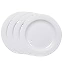 Cutting EDGE Set of 4 White Round Plastic Dinner Plates – Lightweight, Durable, Reusable &amp; Dishwasher Safe, Ideal for Everyday Use, Family Meals, Parties, Outdoor Dining, Picnics and Gatherings