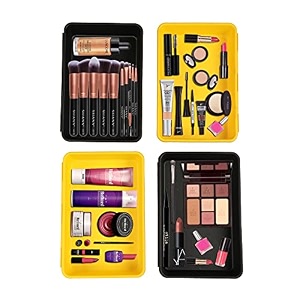 cutting edge interlocking drawer organizer bigset of 4 black amp yellow