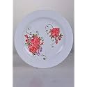 Cutting EDGE Plastic Round Woven Design Printed Pink Rose Dinner Plates Set, Unbreakable, Microwave, Dishwasher, Freezer Safe, Crockery Set for Kitchen, Home, Party (Big, Set of 8)