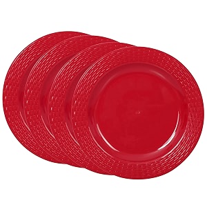 cutting edge round breakfast plates set of 4 side plates dishwasherfreezer safe diameter 205 cm red