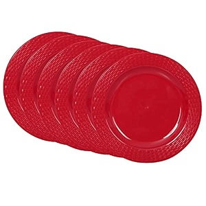 cutting edge round breakfast plates set of 6 side plates microwavedishwasherfreezer safe diameter 205 cm red