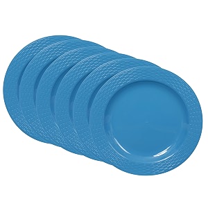 cutting edge round breakfast plates set of 6 side plates microwavedishwasherfreezer safe diameter 195 cm blue